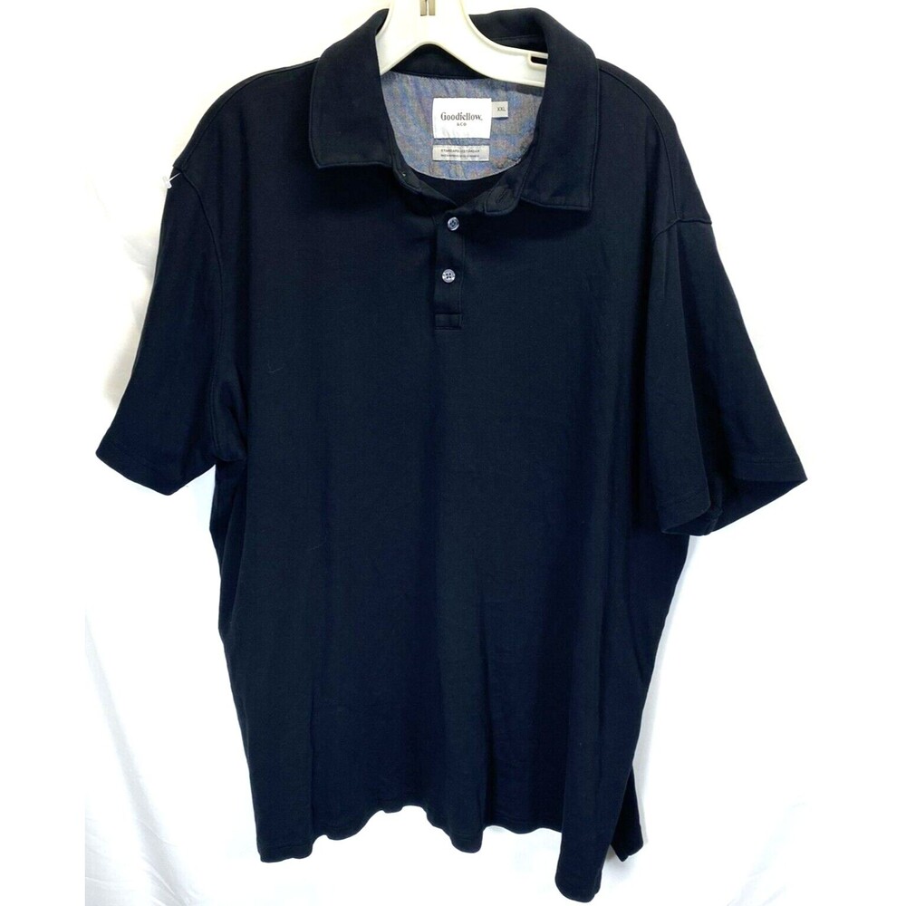 GOOD FELLOW & CO MENS SHORT SLEEVE BLACK REG FIT COLLARED POLO SHIRT XXL EUC